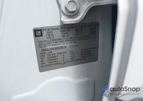 2013 Chevrolet Captiva Sport 2Ls from USA, damaged, VIN 3GNAL2EK9DS608574